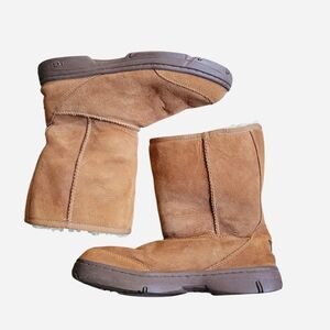 UGG Chestnut Suede Mid-Calf Shearling Boots